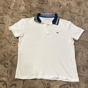 Lacoste White Polo with Navy & Yellow Collar
